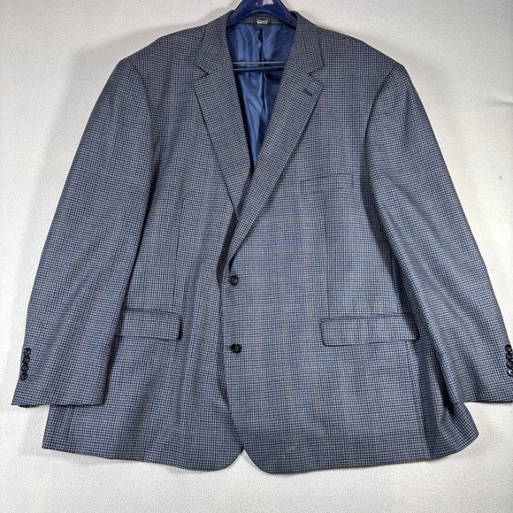 Oak Hill Mens Big & Tall Gray Check Viscose Blend Sport Coat Blazer 4XL (58/60) - Picture 1 of 9